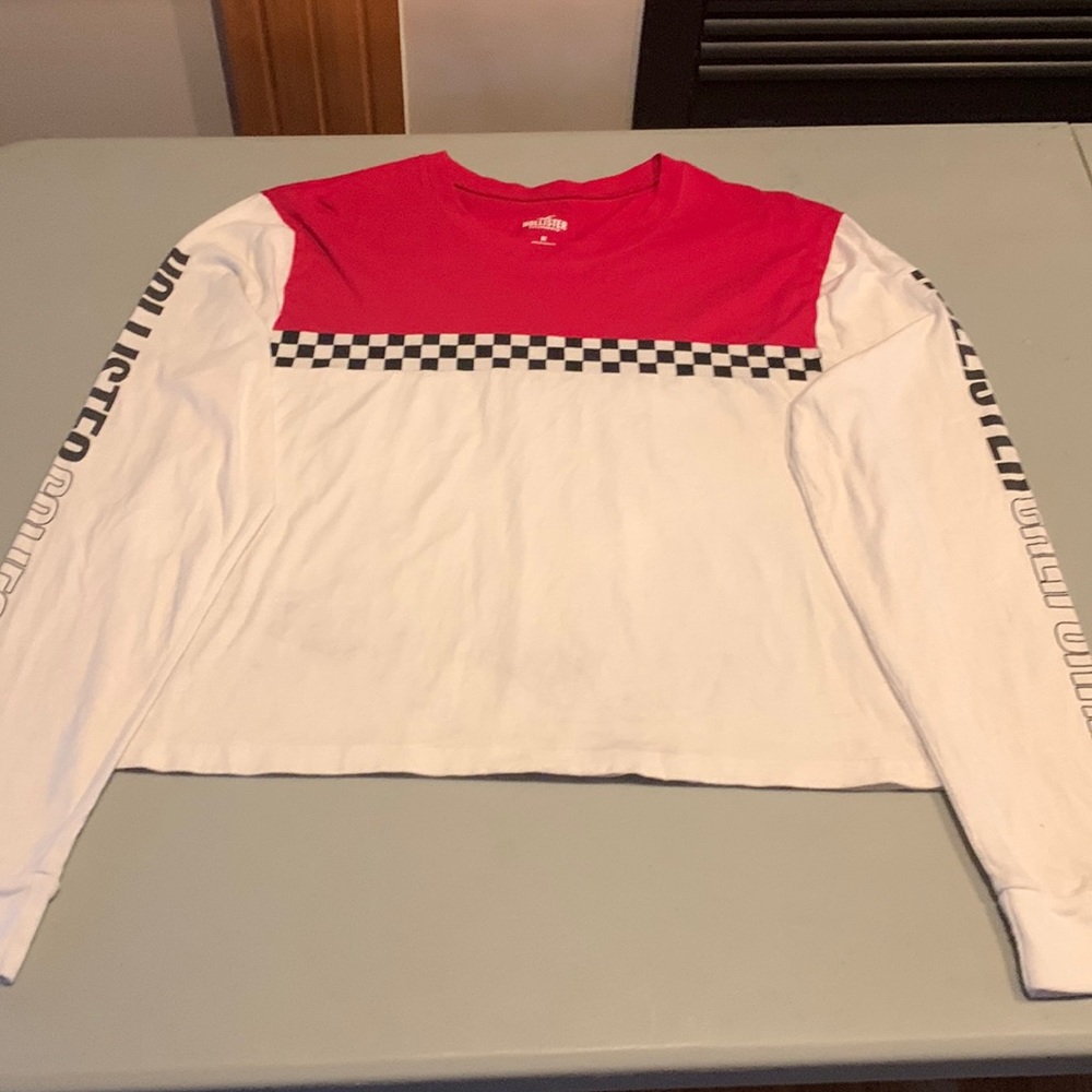 Hollister long sleeve tee shirt. Red, white and checkered
